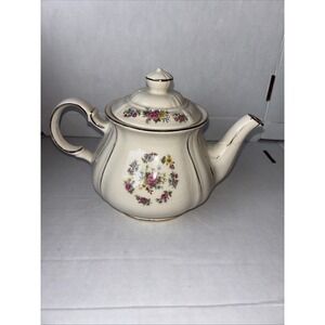 Sadler Royal Oak Tableware Pink Multicolor Floral Teapot W/Gold‎ Trim